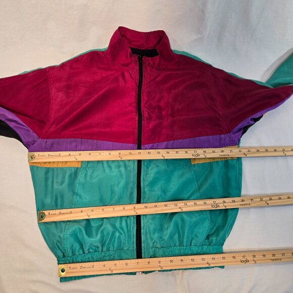 Vintage SARA ROBERTS 90's Y2K Blockecore Multicolor Bomber Jacket UNISEX Size M. - Picture 16 of 17